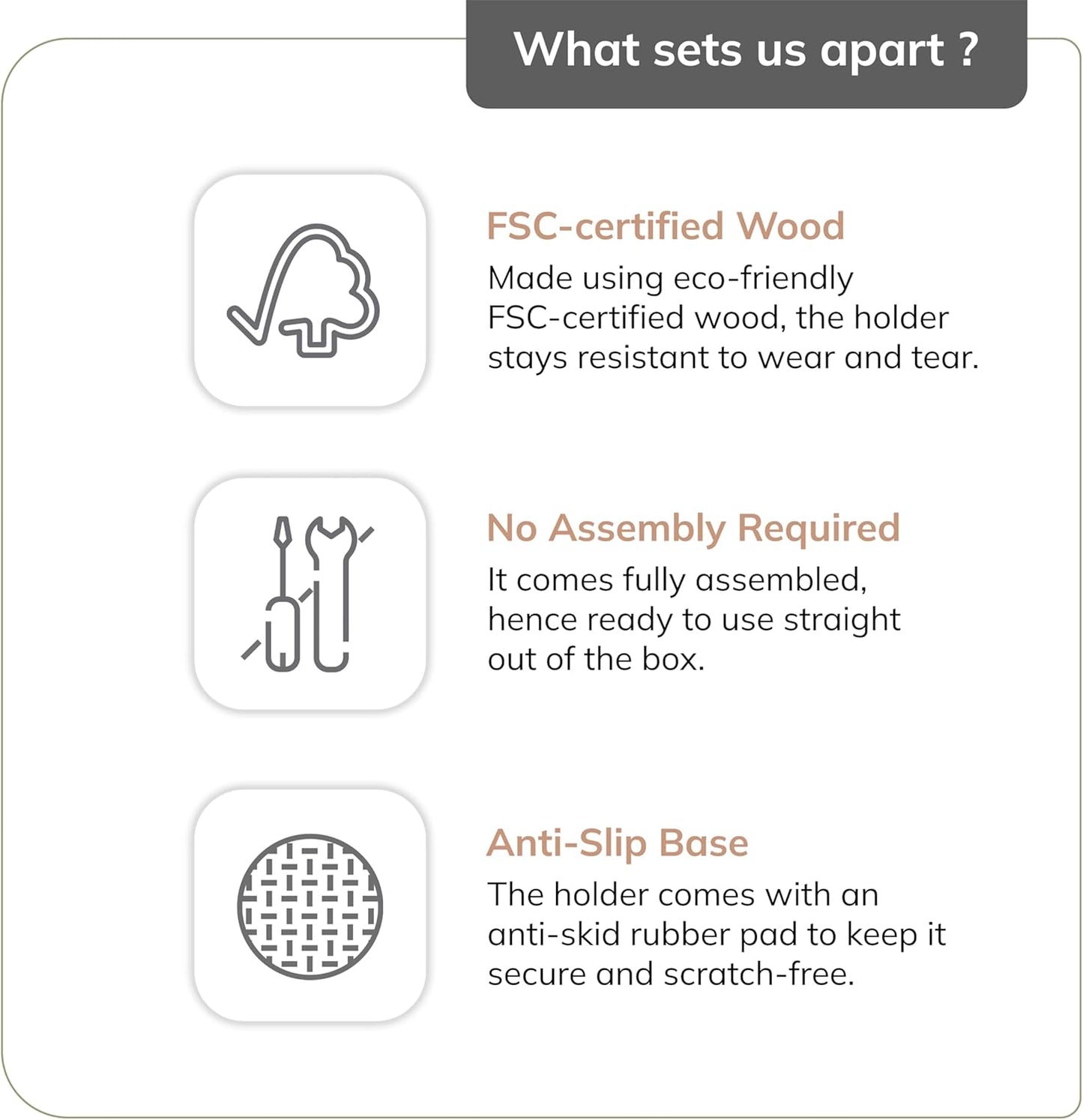 Solenna — Natural Wood Paper Towel Holder with Stable Rubber Base