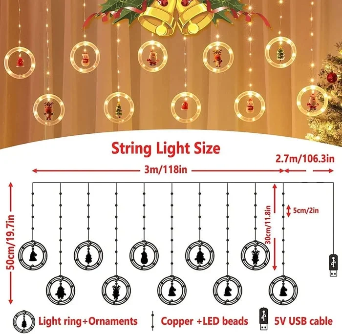 Lumora Santa Glow — Guirlande lumineuse LED de Noël avec boules 3D festives
