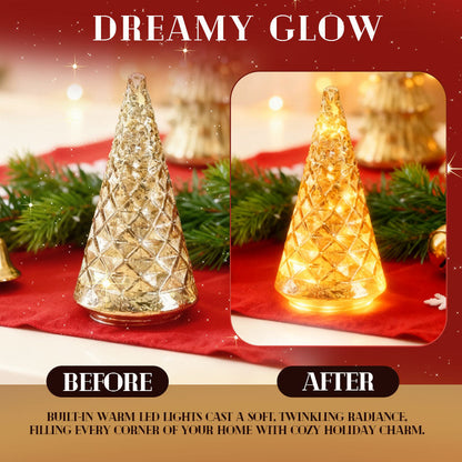 Norla — Hand-Blown Mercury Glass Christmas Trees with Warm LED Glow