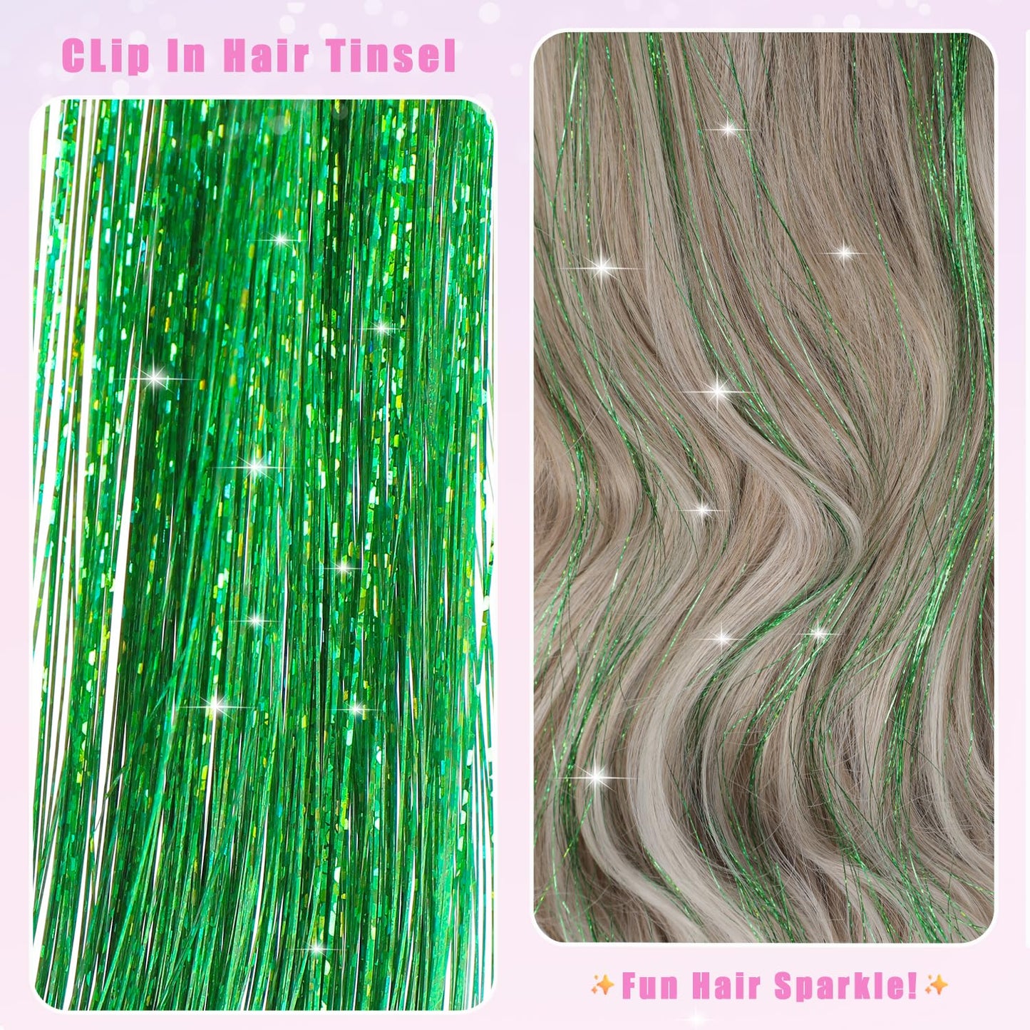 Liora — Rainbow Hair Tinsel Clip-In Extensions for Sparkling Highlights