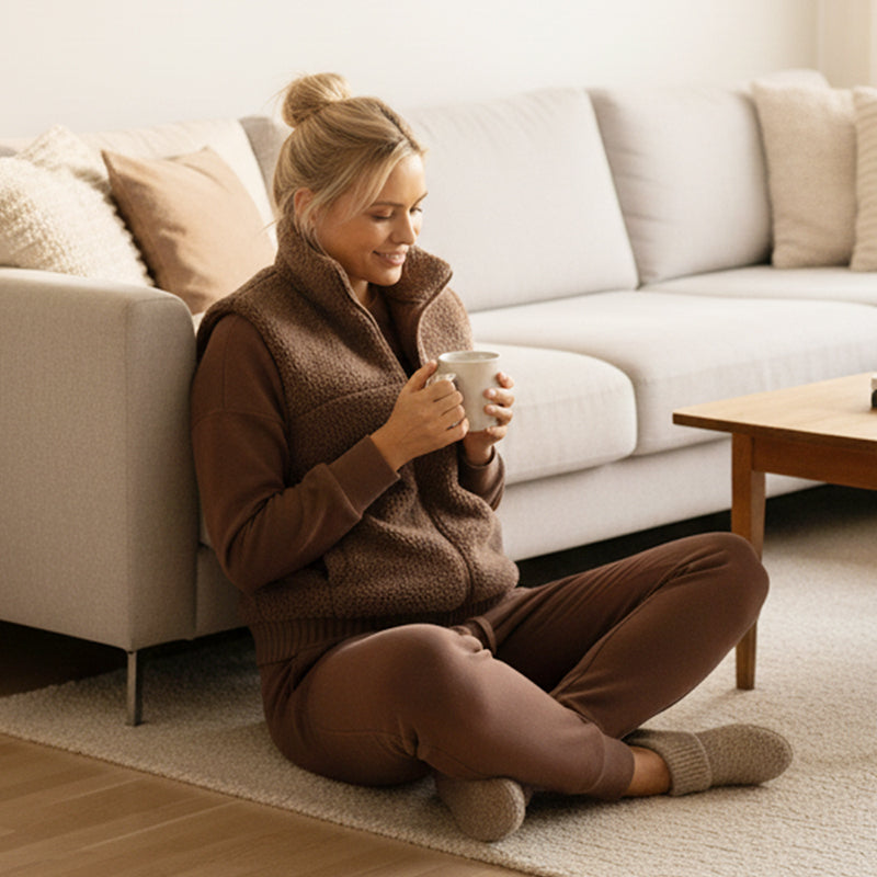 Avella Knit Lounge Set — Warm 3-Piece Cozy Outfit with Wide-Leg Pants