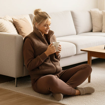 Avella Knit Lounge Set — Warm 3-Piece Cozy Outfit with Wide-Leg Pants