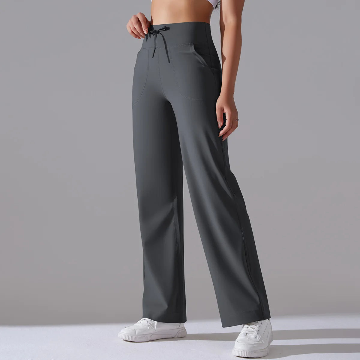 Caldena — Women's Wide-Leg Stretch Pants with Sculpted Waistband