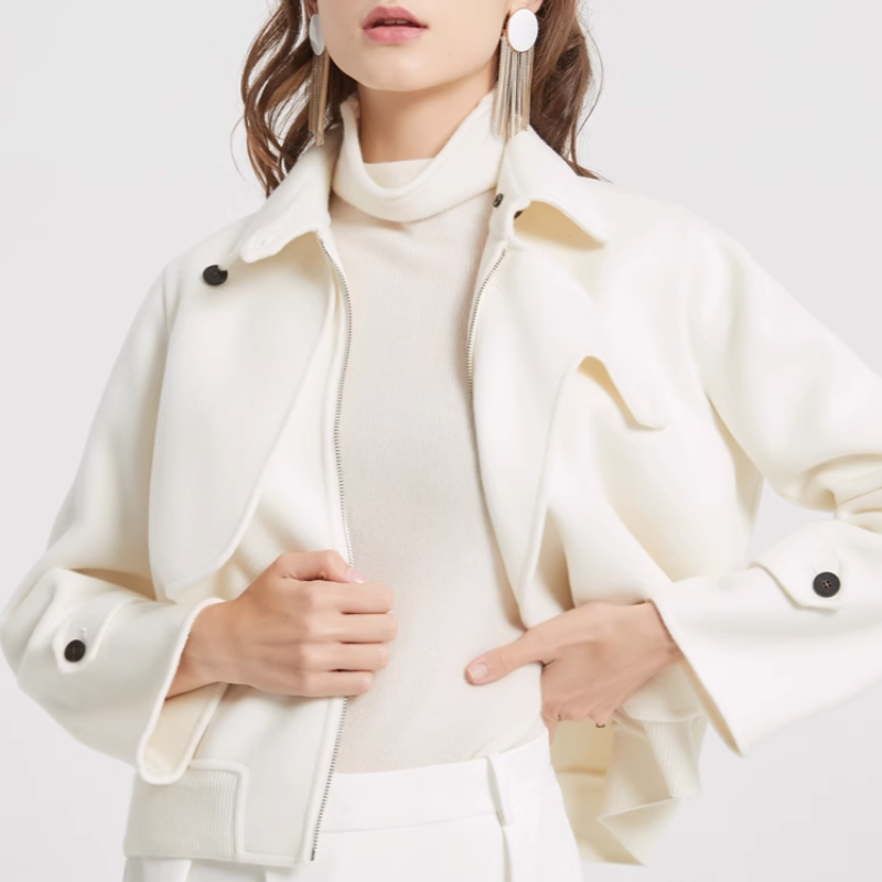 Liora Wool Jacket — Cropped Tailored Wool Coat with Structured Fit