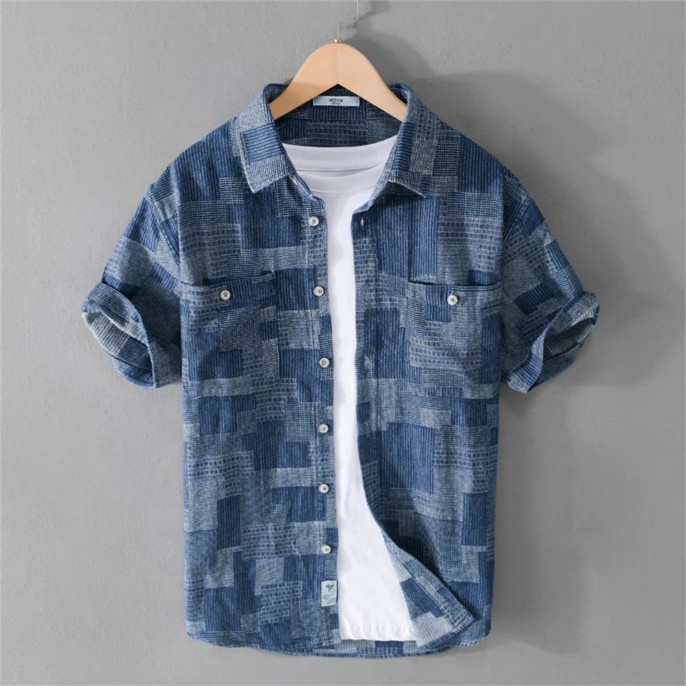 Lennox — Lightweight Cotton Blend Checkered Shirt with Chest Pockets