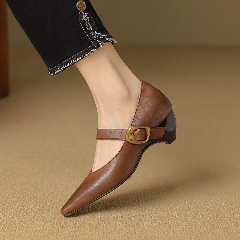 Calvea — Genuine Leather Mary Jane Pumps with Cushioned Insole