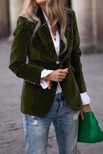 Zentavo Blazer vintage din catifea, croială slim