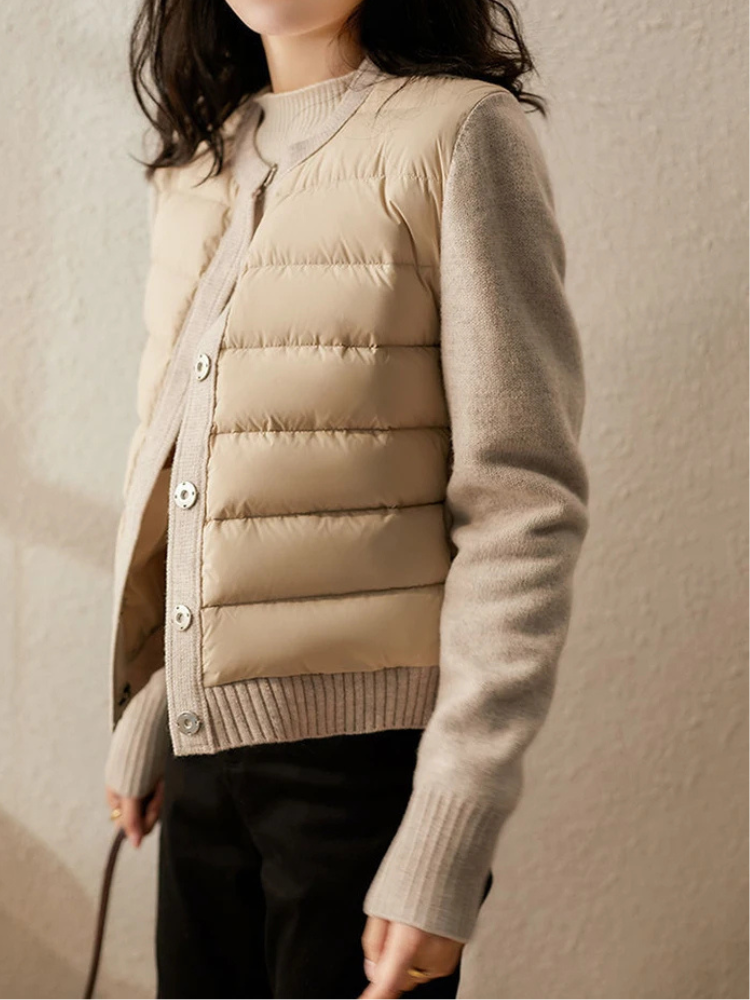 Taren Quilted Jacket — Lightweight Warmth with Ribbed Knit Comfort
