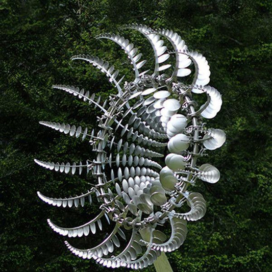 Wind Powered Kinetic Sculpture Magical Metal Windmill