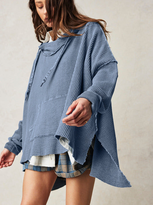 Norla — Oversize Hoodie aus Waffelstrick mit verstellbarer Kapuze