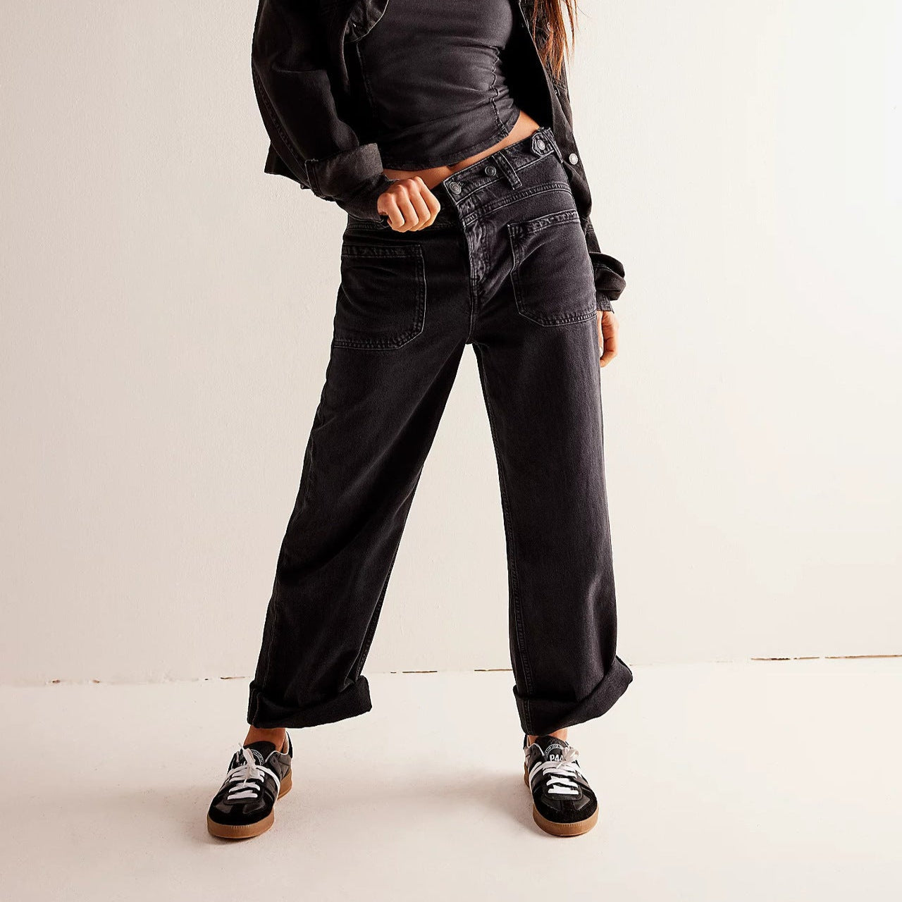 Varenza — Relaxed High-Rise Wide Leg Jeans with Vintage Wash