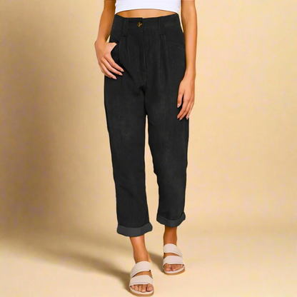 Rivenna — High Waist Corduroy Pants with Soft Fabric Finish