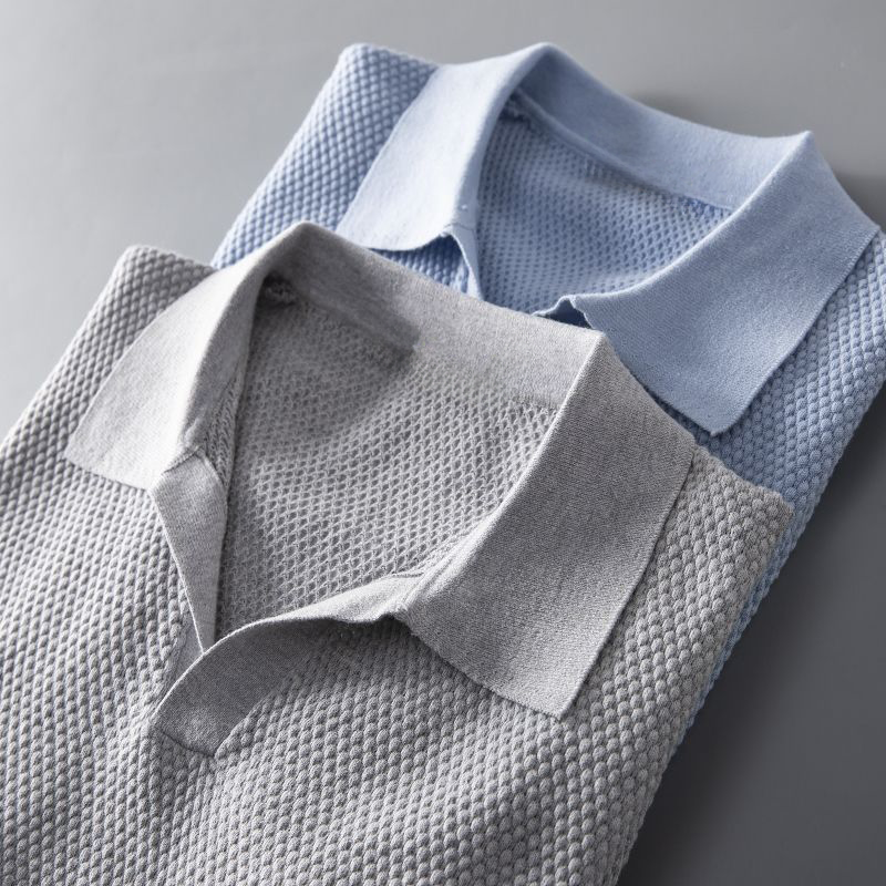 Polo a maglia Elian — Camicia in morbido cotone peruviano con colletto Johnny moderno