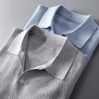 Polo a maglia Elian — Camicia in morbido cotone peruviano con colletto Johnny moderno