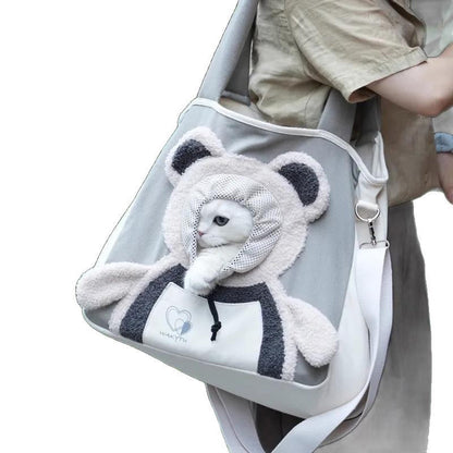 Bear-Y Canvas Pet Carrier — Small Dog and Cat Bag with Open-Top Design