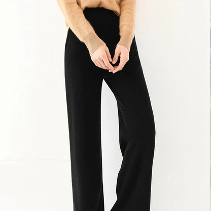 Alora — Merino Wool Wide-Leg Pants with High Waist Elastic