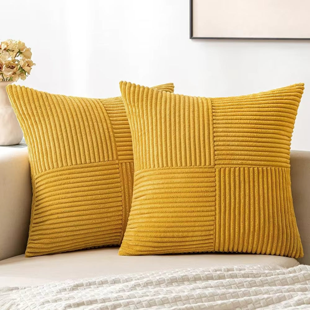 Soren Set — Modern Boho Corduroy Pillow Covers with Ribbed Texture