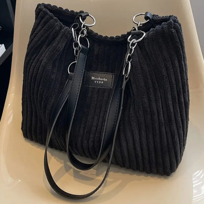 Layna — Stylish Corduroy Tote Bag with Adjustable Strap