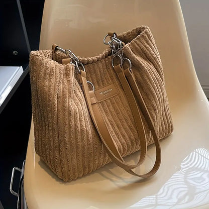 Layna — Stylish Corduroy Tote Bag with Adjustable Strap