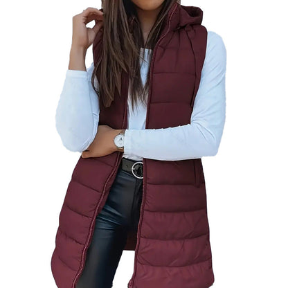 Vesira — Women's Long Zip-Up Puffer Vest with Lightweight Insulation