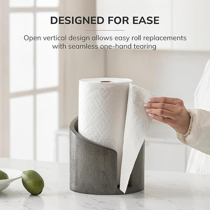 Solenna — Natural Wood Paper Towel Holder with Stable Rubber Base