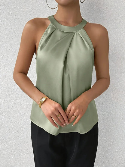 Avielle Neckholder-Bluse — Ärmelloses Top mit Satin-Finish für Damen