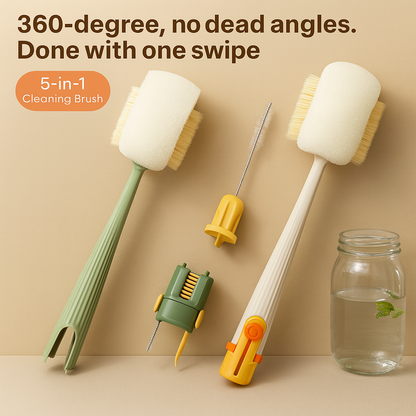 Snufra CleanPro — 5-in-1 Bottle and Glass Cleaning Brush with Ergonomic Grip