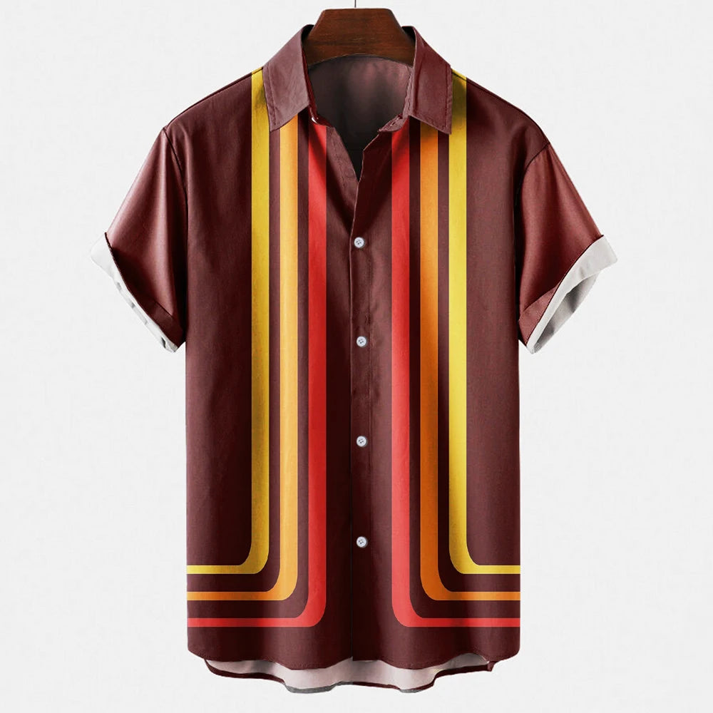 Halen — Breathable Linen Summer Shirt with Retro Vertical Stripes