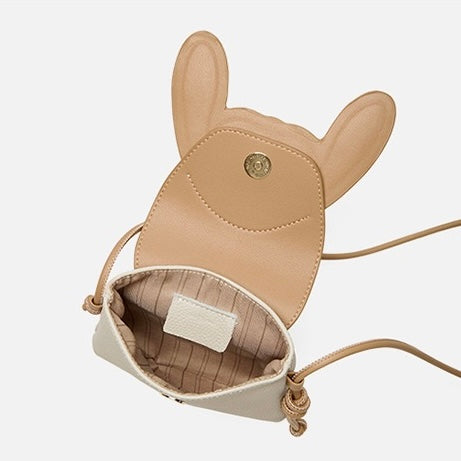 Geantă mini crossbody Elera pentru femei — Geantă de telefon din piele naturală cu design cu iepure