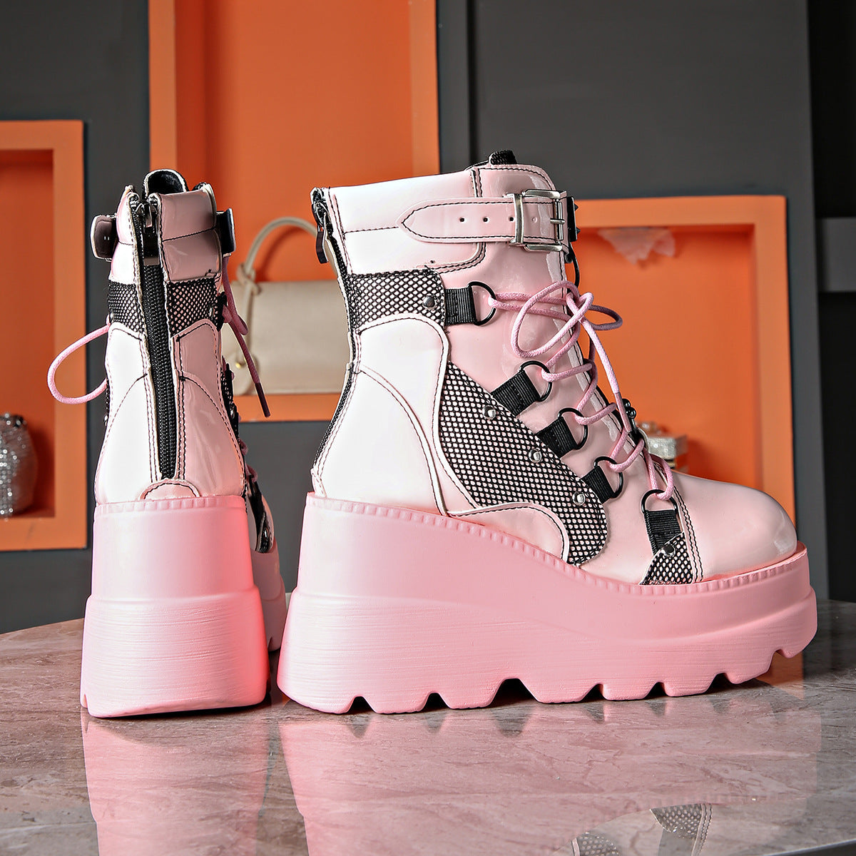 Levara — Gothic Chunky Platform Boots with Buckle Accents