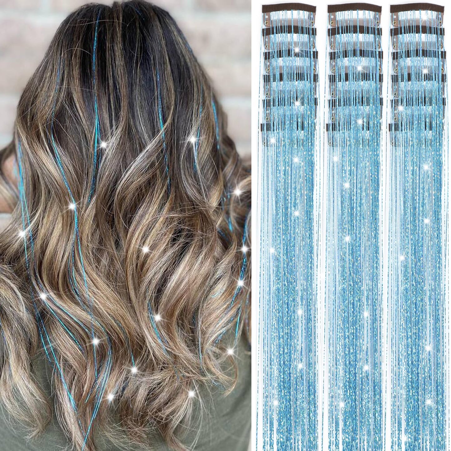 Liora — Rainbow Hair Tinsel Clip-In Extensions for Sparkling Highlights