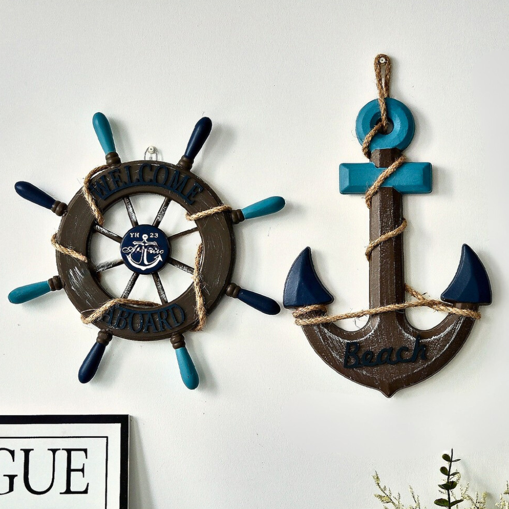 Arlow — Coastal Wood Wall Décor Set with Rope Accents