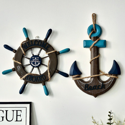 Arlow — Coastal Wood Wall Décor Set with Rope Accents