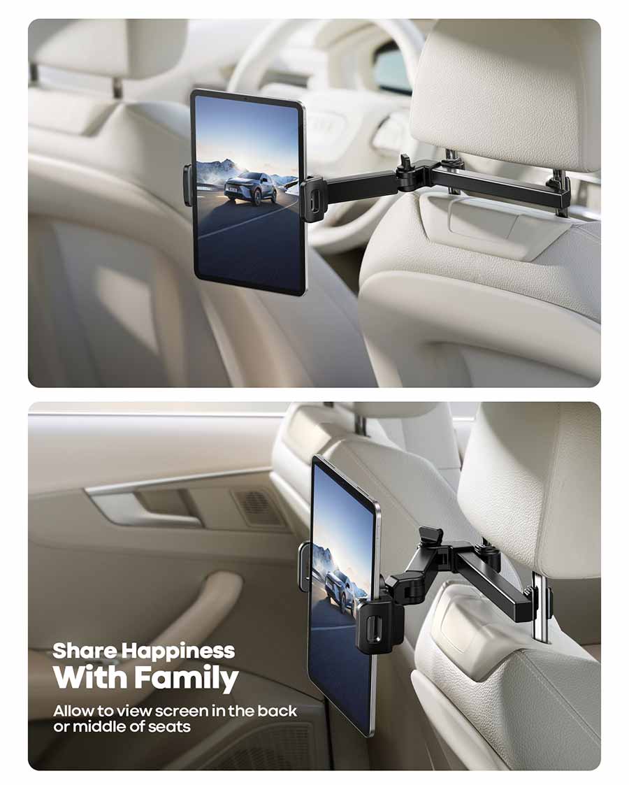 Support tablette voiture Veltor — Support réglable pour appuie-tête pour tablettes de 4,7 à 11 pouces