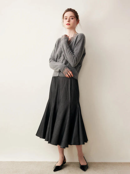 Elara — Weicher Kaschmir-Spitzen-Cardigan zum Layern