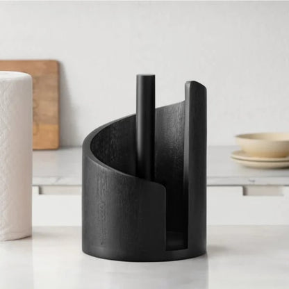 Solenna — Natural Wood Paper Towel Holder with Stable Rubber Base