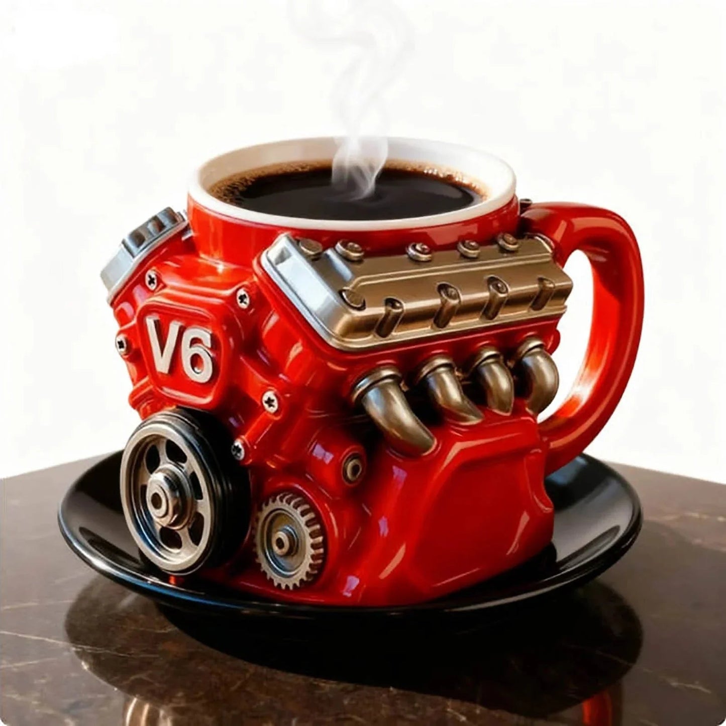 Retro Zephyrix kaffekopp, V8-motor rustfri stålkrus