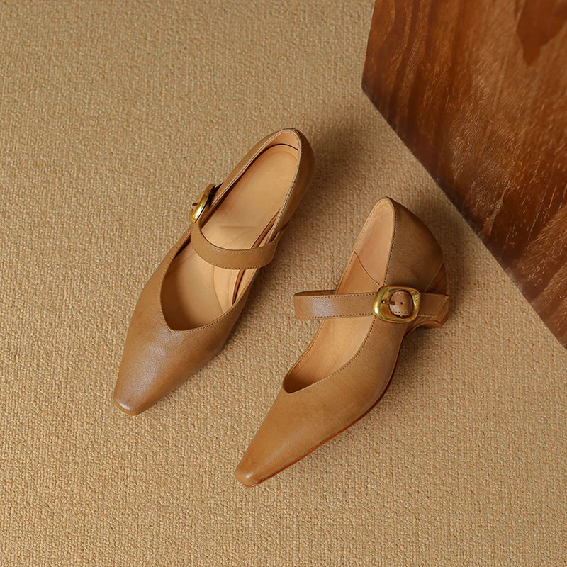 Calvea — Genuine Leather Mary Jane Pumps with Cushioned Insole