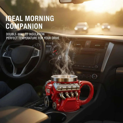Retro Zephyrix kaffekopp, V8-motor rustfri stålkrus