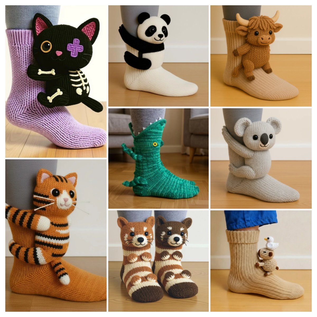 Faelina — Chaussettes en coton 3D animaux douillettes avec confort respirant