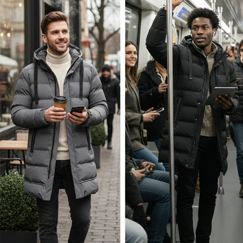 BlazeShield™ Mid-Length Hooded Puffer — Conquer Winter with Unstoppable Warmth and Bold Confidence