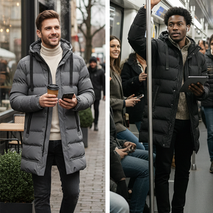 BlazeShield™ Mid-Length Hooded Puffer — Conquer Winter with Unstoppable Warmth and Bold Confidence