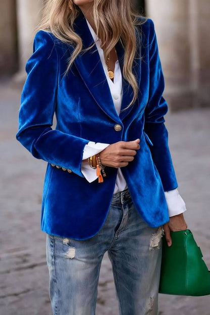 Zentavo Blazer vintage din catifea, croială slim
