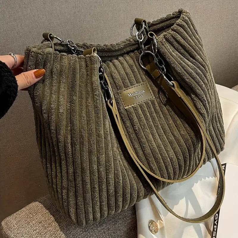 Layna — Stylish Corduroy Tote Bag with Adjustable Strap
