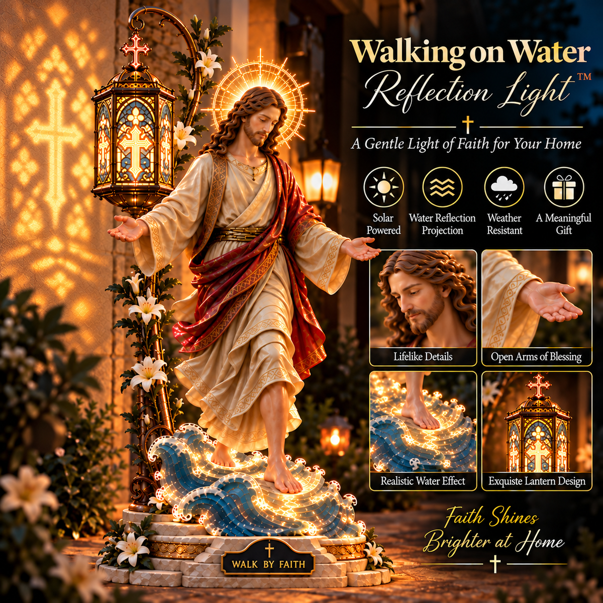 Luz de reflexão da fé Lumina™ – Jesus andando sobre as águas