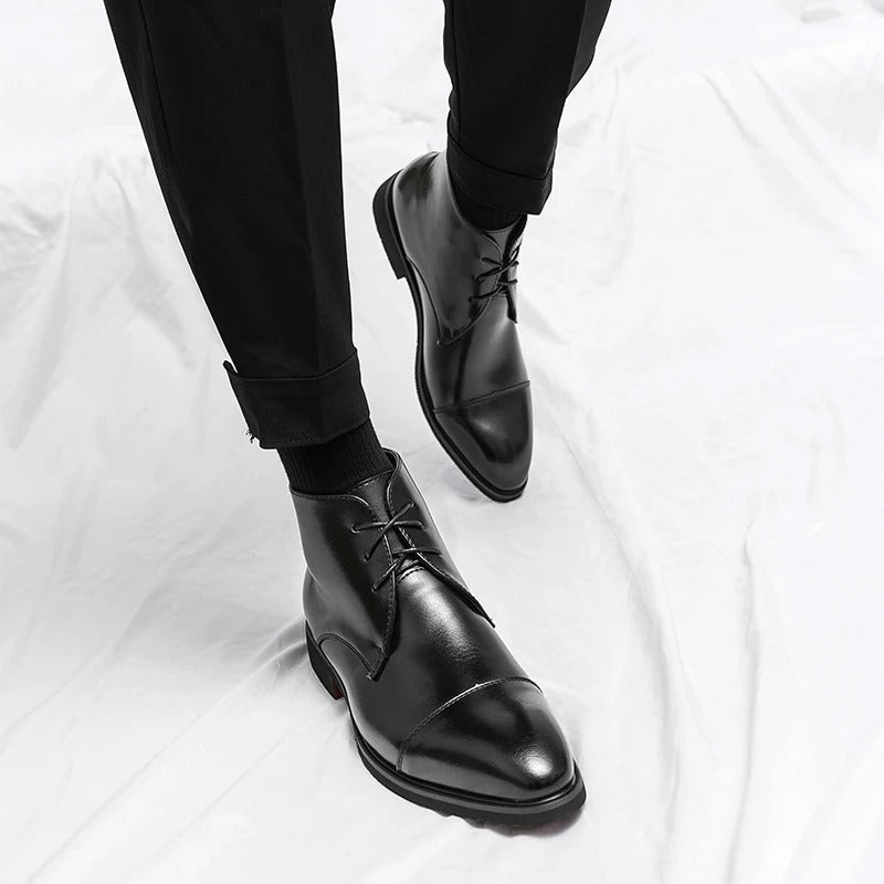 Arlen — Bottes en cuir pour homme à bout cap-toe avec semelles intérieures rembourrées