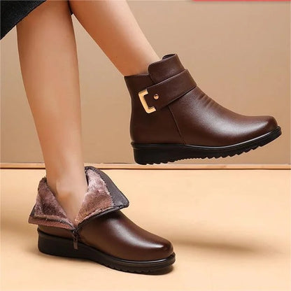 Women's Metal Buckle Leather Waterproof Boots 30$ TODAY ONLY