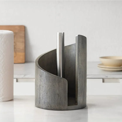 Solenna — Natural Wood Paper Towel Holder with Stable Rubber Base