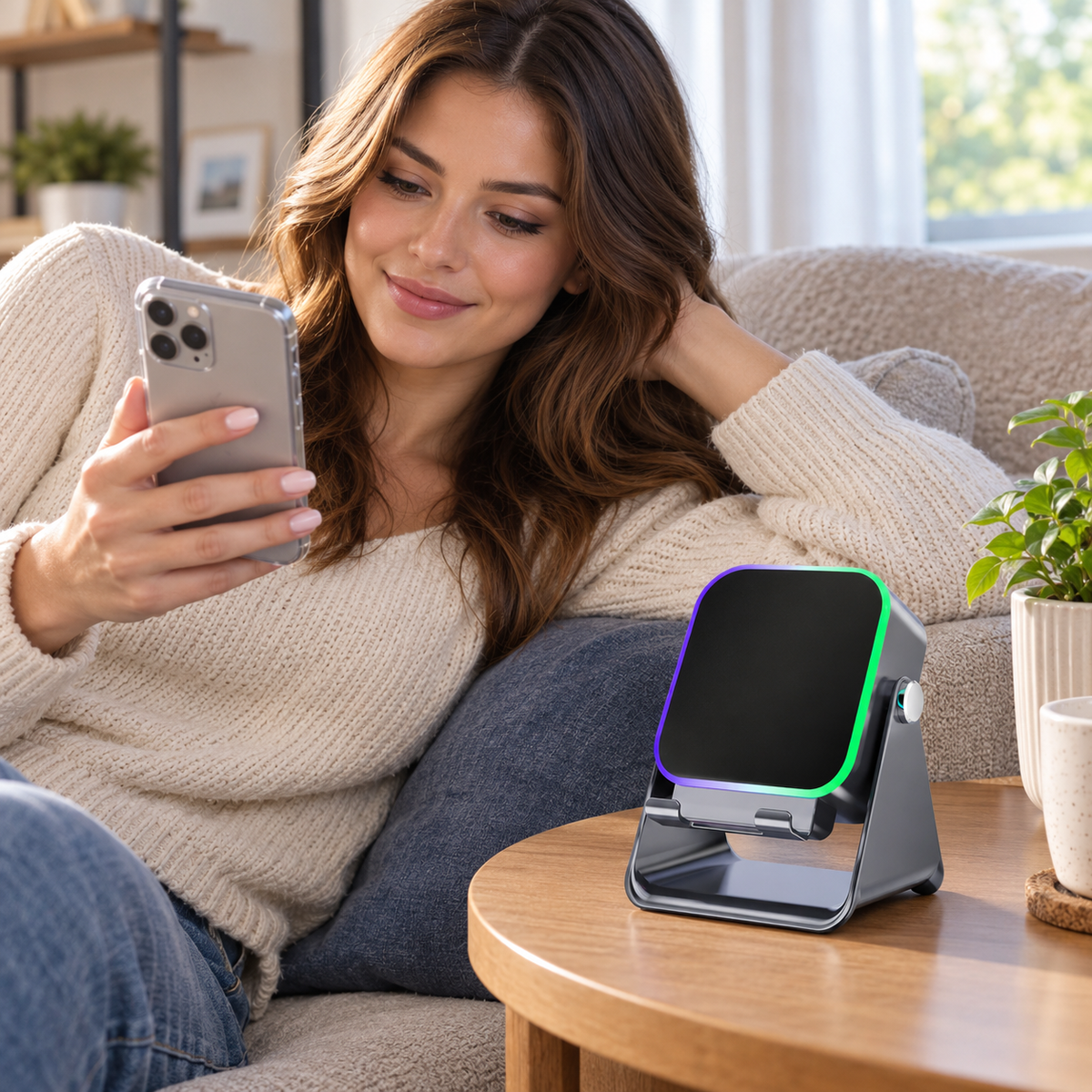 Sonaq™ 5-i-1 trådløs induktionshøjttaler med telefonholder