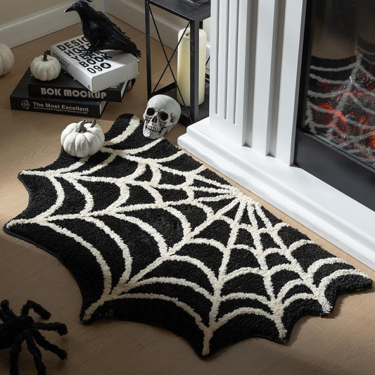 Glizm Black / 50*80cm Halloween Spider Web Rug 20$ TODAY ONLY